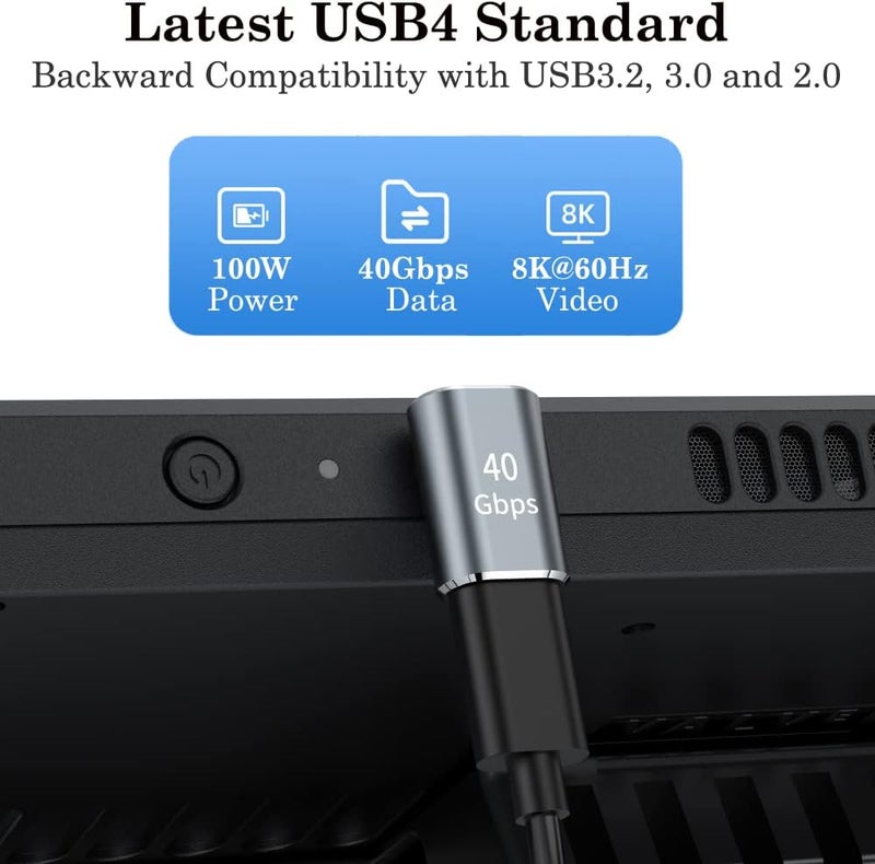AuviPal محول USB C بزاوية 90 درجة (عبوة 2)، زاوية ليمين ويسار شكل L موصل USB نوع C ذكر إلى أنثى لجهاز Steam Deck، ROG Ally، MacBook، جهاز لوحي، هاتف والمزيد - رمادي فضائي - Image 4